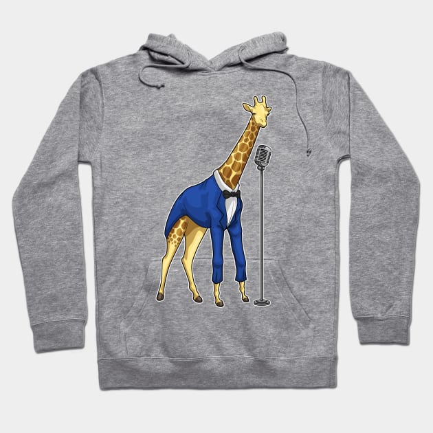 Giraffe Singer Microphone Music Hoodie by Markus Schnabel